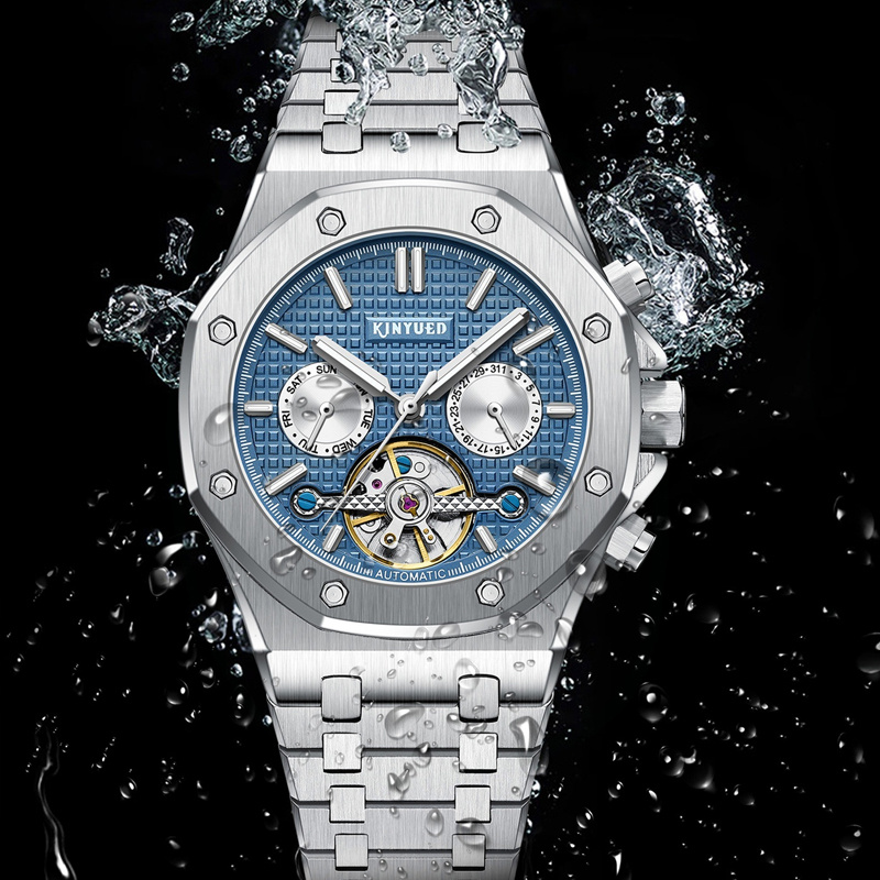 KINYUED marca moda blu orologi - Tourbillon Movement Watch recensione e prezzo